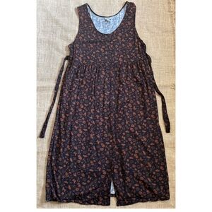 Vintage Putumayo Black Orange Patterned Jumper Dress Medium Large Prairie Farm